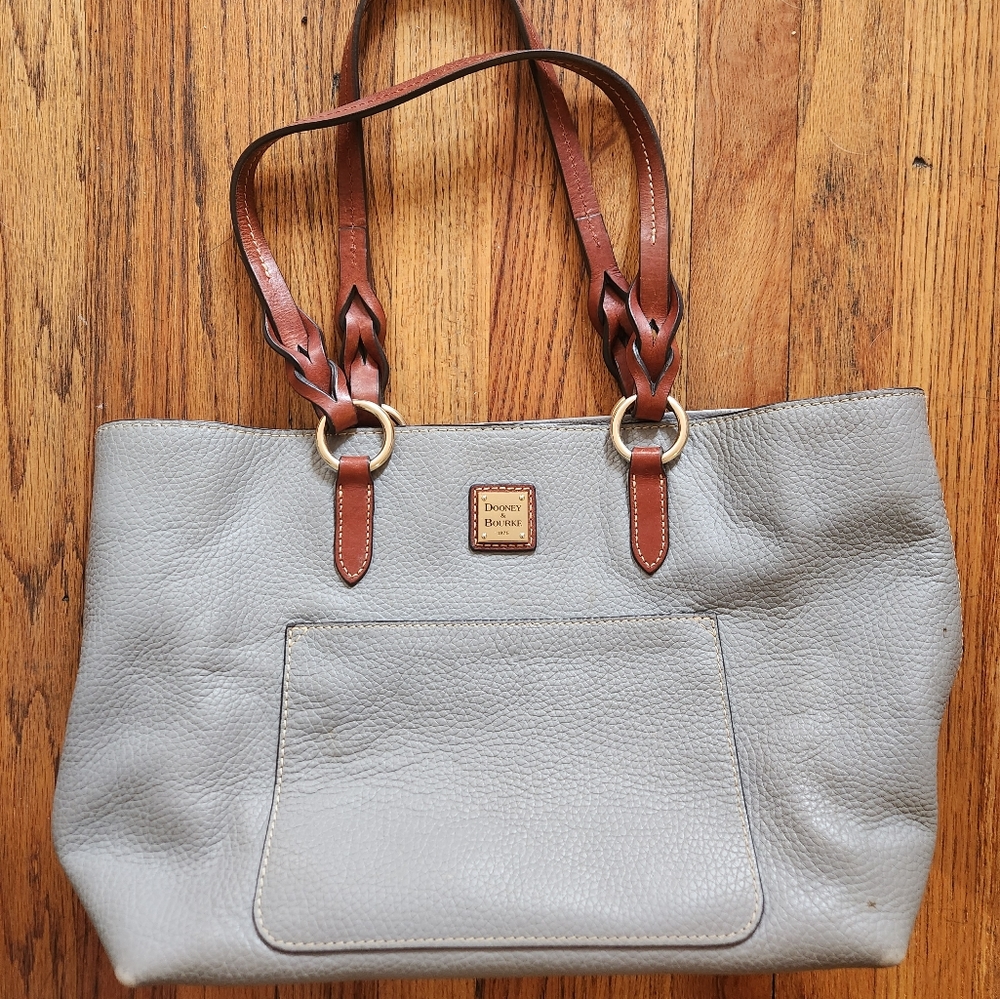 Dooney and Bourke Gray and Brown Large Leather Bag